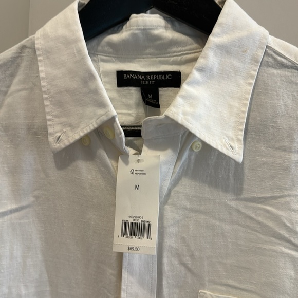 men's white linen blend slim fit shirt - Picture 2 of 3